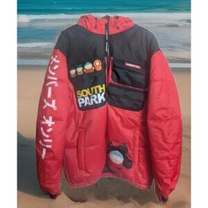 South Park x Members Only Puffer Jacket Red Black XL Limited Edition